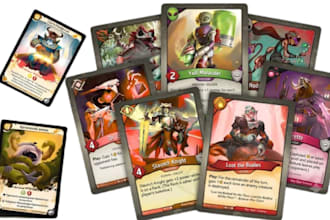 draw card game design, card game art, board game design, card box design and tcg