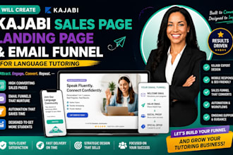 create kajabi sales page landing page and email funnel for language tutoring