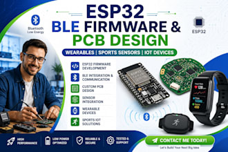 develop esp32 ble firmware and pcb design for wearable iot sports sensors