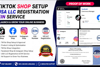 do tiktok shop setup, USA llc registration ein service tiktok shop for business