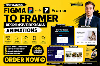 convert figma to framer with responsive design and framer animations