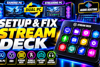 setup and fix dual PC obs with stream deck, hotkeys and fix audio routing issue