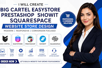 create big cartel easystore prestashop showit squarespace website store design