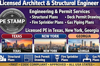 fire sprinkler plan gas plan structural plan deck permit drawing in texas, ny ga