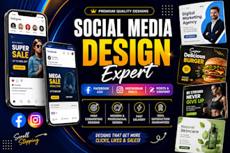 design facebook ad creative, instagram reels, social media content, and posts