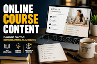 create engaging online course content, curriculum and elearning materials