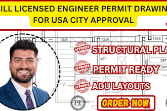 design complete city permit ready architectural plans, adu layouts, mep drawings