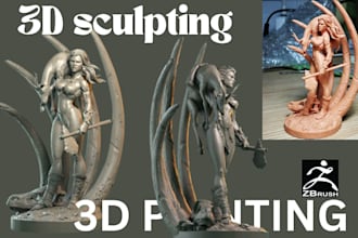 sculpt custom 3d character, miniature statue and stl model for 3d printing