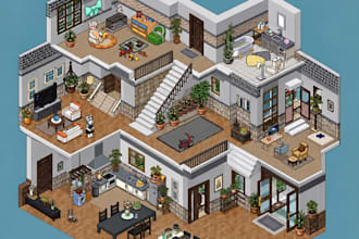 create isometric pixel art, pixel game art, tileset and retro 2d game assets