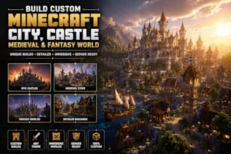 build custom minecraft city, castle, medieval and fantasy world