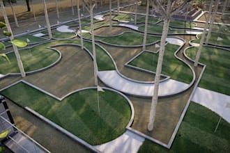 custom 3d mini golf course,golf hole,recreational facility,golf layout rendering
