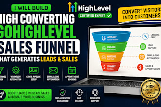 build high gohighlevel sales funnel for leads and sales,  gohighlevel, workflow