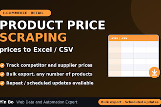 scrape product prices into excel or csv