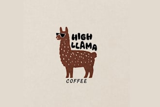 design high llama coffee logo
