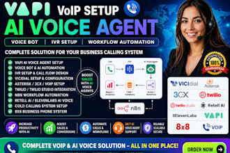 setup ai voice bot, vapi agent, n8n, vicidial 3cx IVR, voip, 8x8 phone call fix