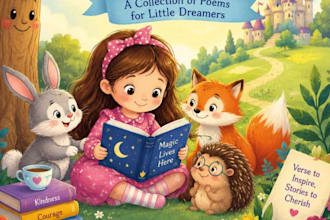 illustrate children story book picture book kid story book poem book, book cover