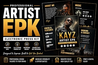 artist epk design musician epk electronic press kit dj press media kit design