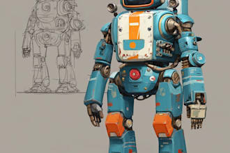 design robots and concept art of futuristic mecha