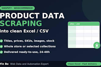 scrape shopify or any ecommerce product data into excel or csv