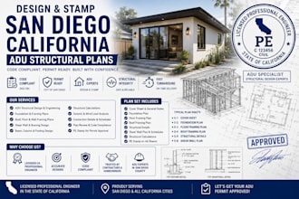 design and stamp san diego california adu structural plans