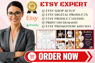 setup etsy shop, etsy digital product, etsy print on demand, etsy SEO listing