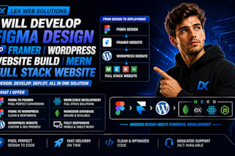 develop figma design to framer wordpress website build mern full stack website