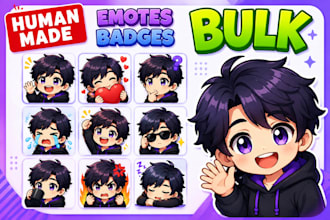 draw custom twitch emotes chibi emotes animated emotes vtuber emotes for you