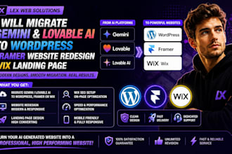 migrate gemini lovable ai to wordpress framer website redesign wix landing page