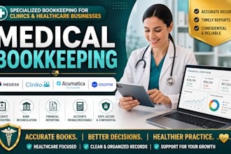 do medical bookkeeping in quickbooks, medesk, cliniko, and acumatica