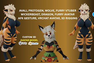 create custom vrchat avatar, vtuber, furry anime and 3d character model