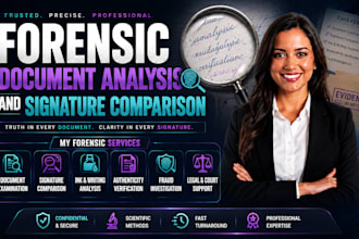do expert forensic document analysis, signature compairison and report writing