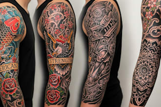 draw stunning tattoo sleeve design for you