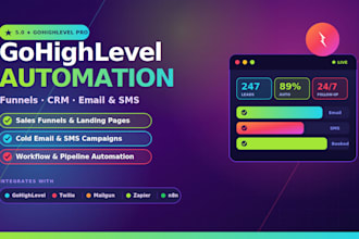 setup gohighlevel funnel, CRM automation, email and SMS workflows