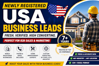 provide fresh newly registered USA business leads for b2b sales