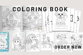 design coloring book cover kid activity interior pages on amazon KDP, etsy