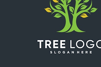 design a professional modern tree, leaf logo