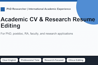 edit your academic CV, research resume, or phd application CV