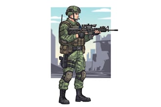 draw 2d game art military character design