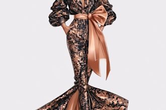 draw a fashion or editorial illustration, sketch, commercial