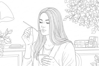 draw line art illustration with ink