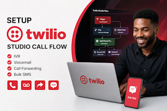 setup twilio studio call flow and ivr voicemail call forwarding twilio bulk sms