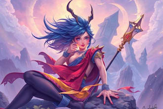 make illustration in fantasy and medieval style