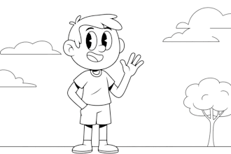 draw simple cartoon line art illustration