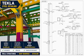 create tekla steel detailing, shop drawings, cnc files