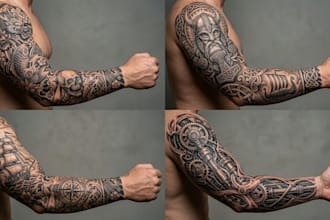create unique custom tattoo design, tattoo sleeve