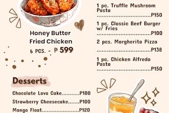 create a restaurant menu in canva