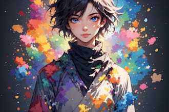 paint dreamy watercolor anime, manga character