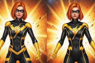 draw cartoon, anime, super hero portrait or concept art