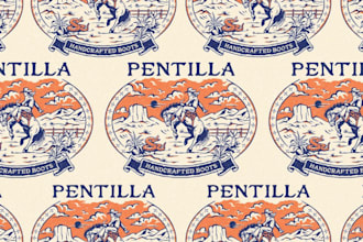 design vintage western cowboy logo and illustration