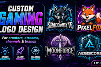 design a custom gaming logo for youtube, twitch, and brands